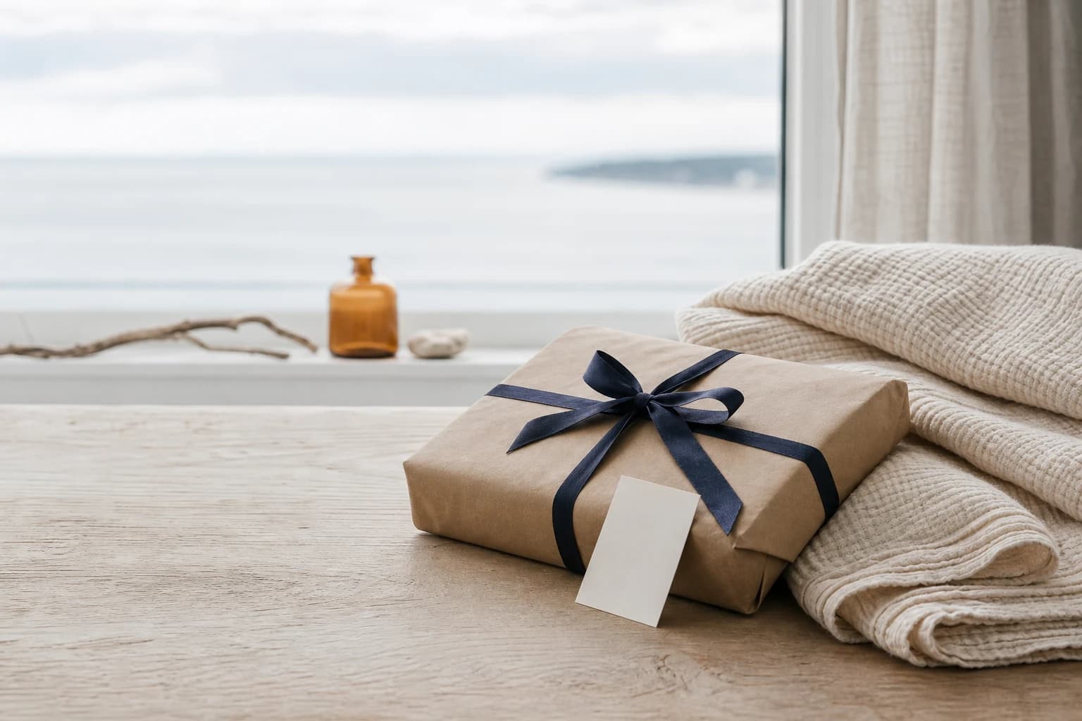 A person reviewing delivery and payment details on a laptop beside a folded blanket